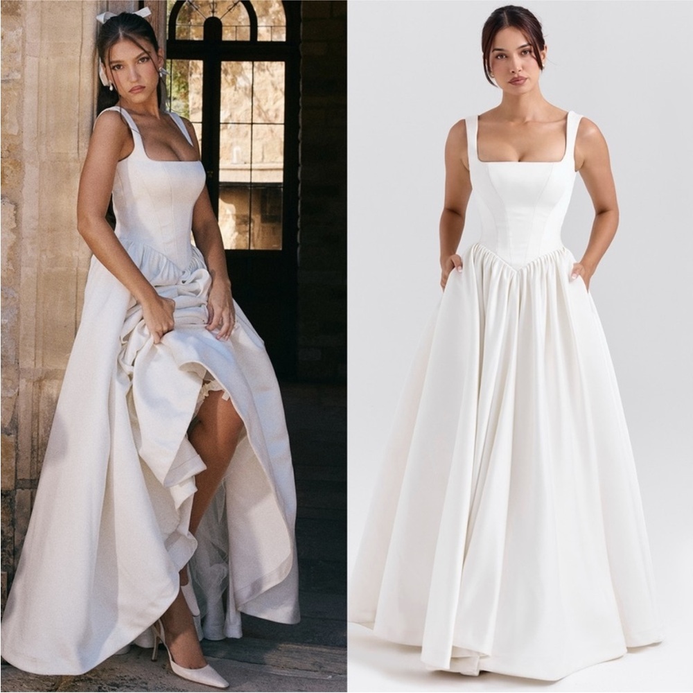House of CB Ivory Square-Neck Ball Gown Wedding Dress - Picture 16 of 17